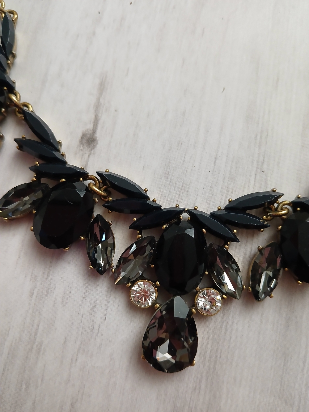 J. Crew Black and Smoky Crystal Bib Necklace